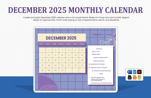 December 2025 Monthly Calendar December 2025 Monthly Calendar