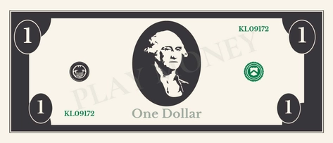 1 Dollar Play Money Template