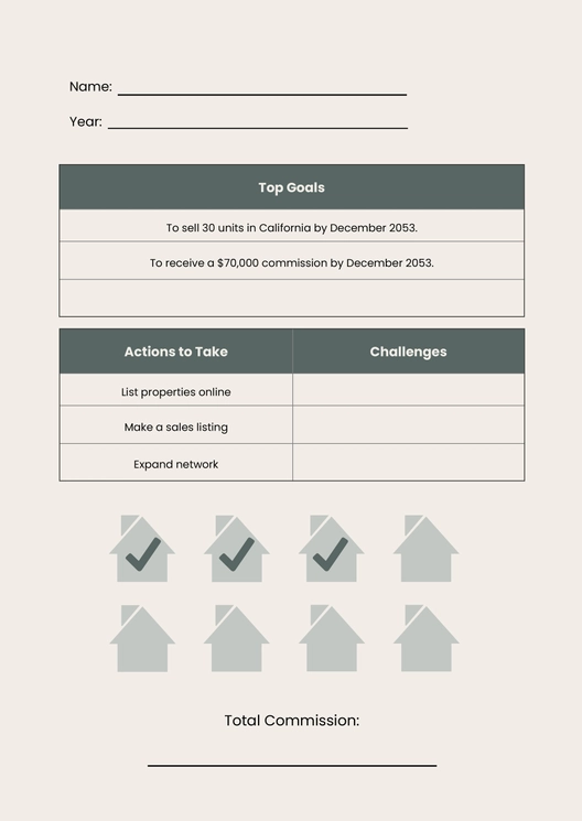 Real Estate New Year Goal Chart