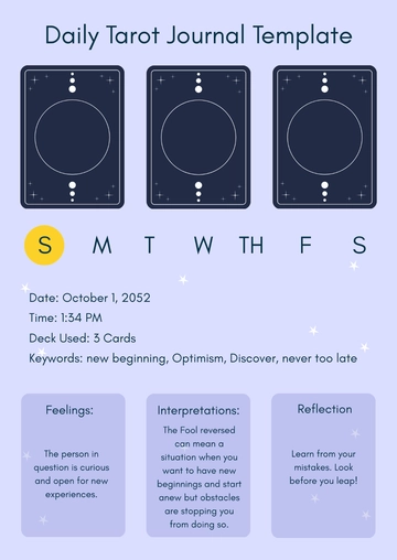 Free Daily Tarot Journal Template to Edit Online