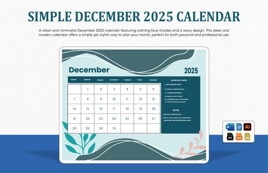 Simple December 2025 Calendar
