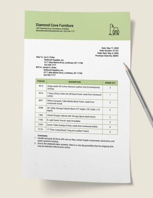 Modern Packing Slip Template