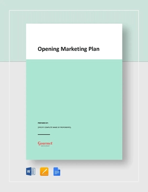 Opening Marketing Plan Template Opening Marketing Plan Template