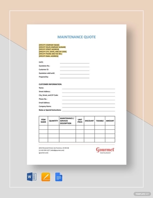Maintenance Quote Template