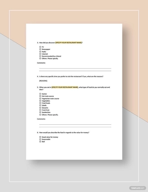 Restaurant Customer Service Survey Template