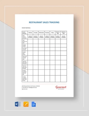 Restaurant Sales Tracking Template