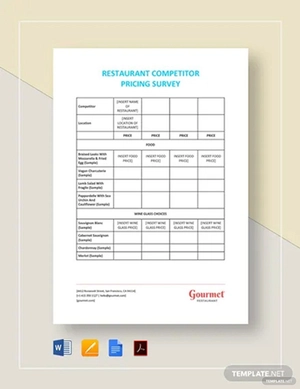 Restaurant Competitor Pricing Survey Template Restaurant Competitor Pricing Survey Template