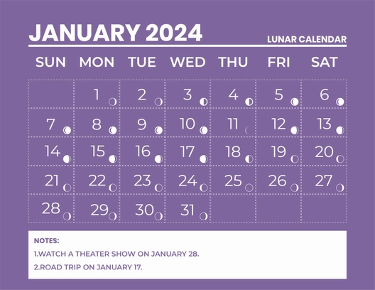 Lunar Calendar January 2024