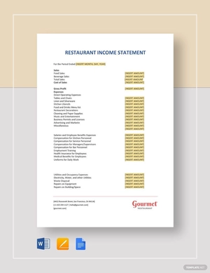 Restaurant Income Statement Template