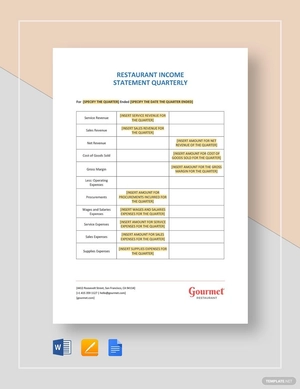 Restaurant Income Statement Quarterly Template Restaurant Income Statement Quarterly Template