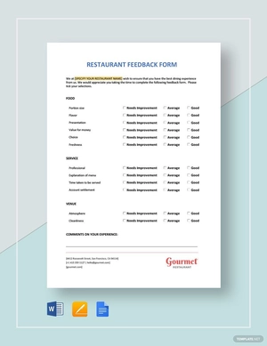Restaurant Feedback Form Template