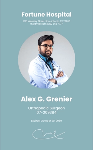 Orthopedic Surgeon ID Card Template