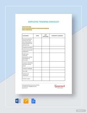 Restaurant Employee Training Checklist Template