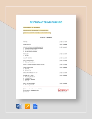 Restaurant Server Training Template