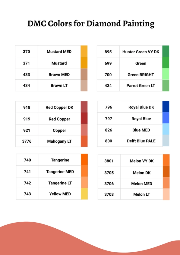 Family Diamond Painting DMC Color Chart