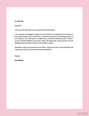 Data Entry Resume Cover Letter