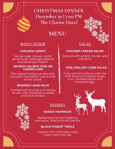 Animal Christmas Menu Template