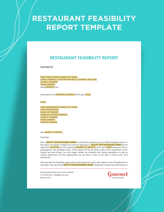 Restaurant Feasibility Report Template Restaurant Feasibility Report Template