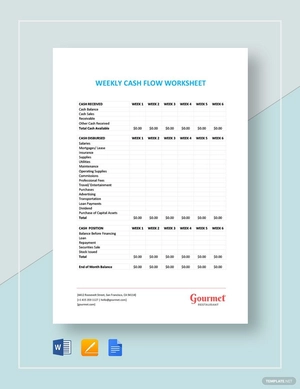 Weekly Cash Flow Worksheet Template Weekly Cash Flow Worksheet Template