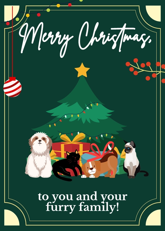 Christmas Animals Greeting Card Template