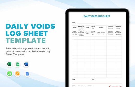 Daily Voids Log Sheet Template