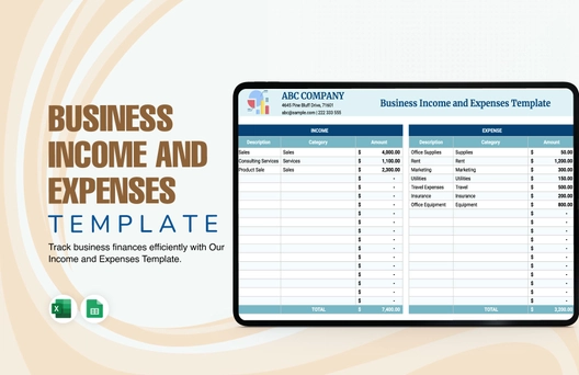 Business Income & Expenses Worksheet Template