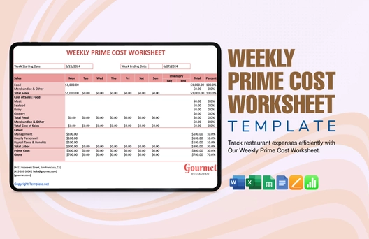 Weekly Prime Cost Worksheet Template