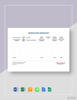 Restaurant Depreciation Worksheet Template