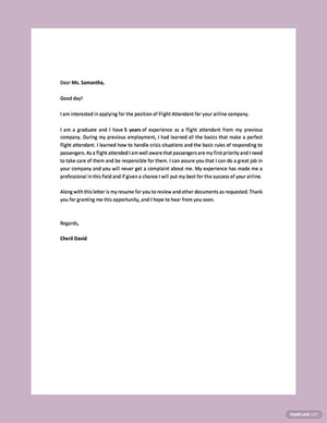 Flight Attendant Resume Cover Letter