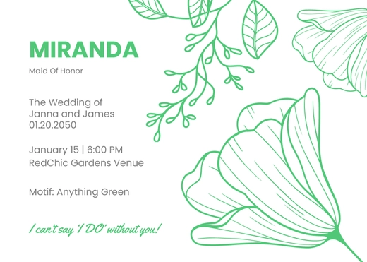 Bridal Party Info Card Template