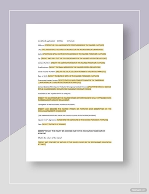 Restaurant Incident Report Template Restaurant Incident Report Template