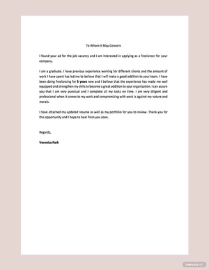 Freelancer Resume Cover Letter