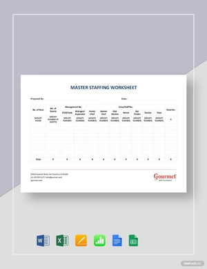 Restaurant Master Staffing Worksheet Template