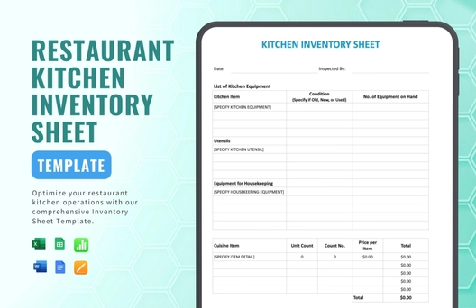 Restaurant Kitchen Inventory Sheet Template