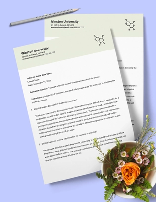 Post Lesson Evaluation Template