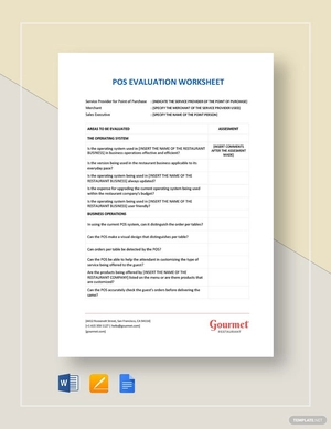 POS Evaluation Worksheet Template