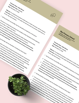 Elementary Lesson Evaluation Template