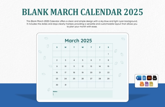 Blank March Calendar 2025
