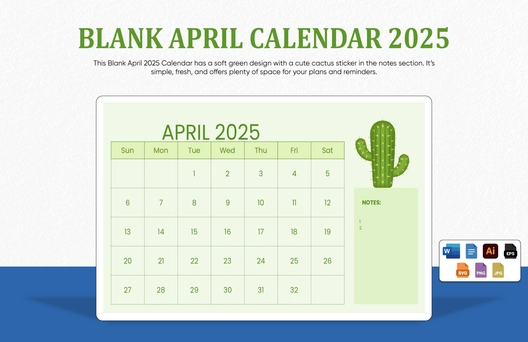 Blank April Calendar 2025