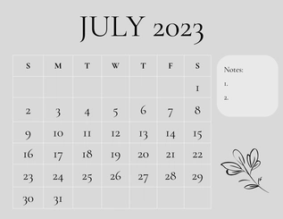 Blank July Calendar 2023