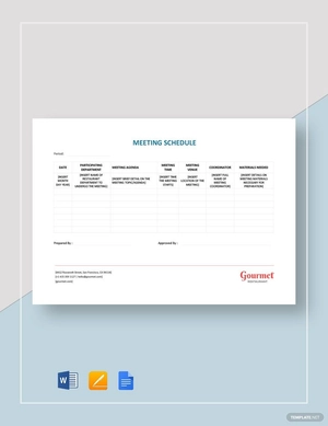 Restaurant Meeting Schedule Template