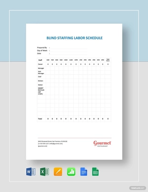 Blind Staffing Labor Schedule Planner Template
