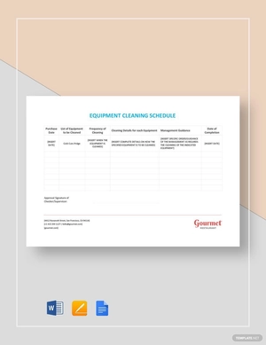 Equipment Cleaning Schedule Template