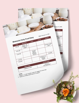 Minimalist Daily Food Diary Template