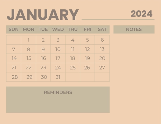 Blank January 2024 Calendar