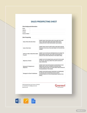 Sales Prospecting Sheet Template