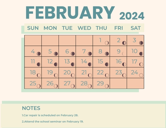 February 2024 Calendar With Moon Phases