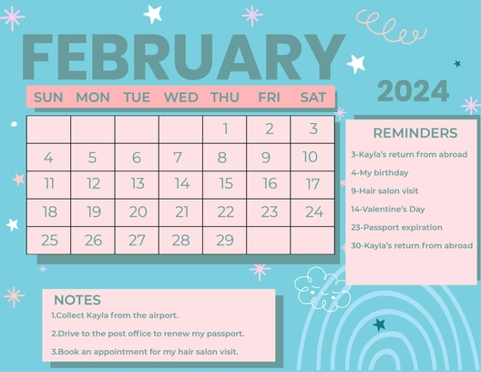 Cute February 2024 Calendar