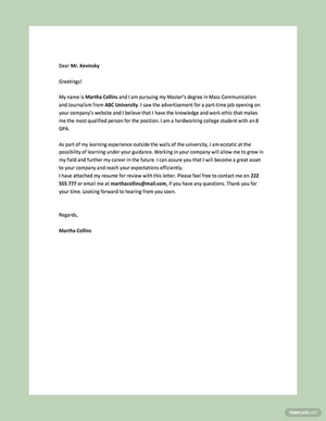 Student Resume Cover Letter