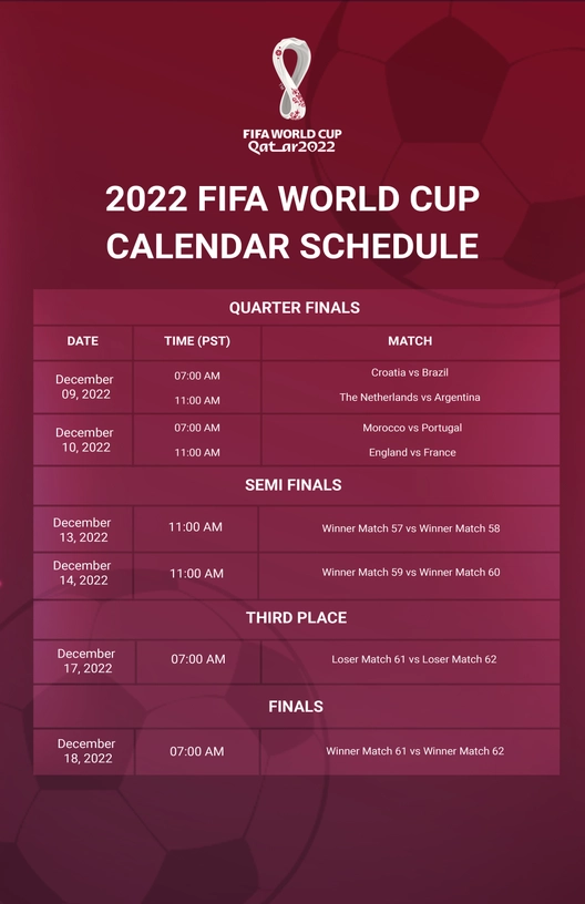 FIFA World Cup 2022 Calendar Poster Template